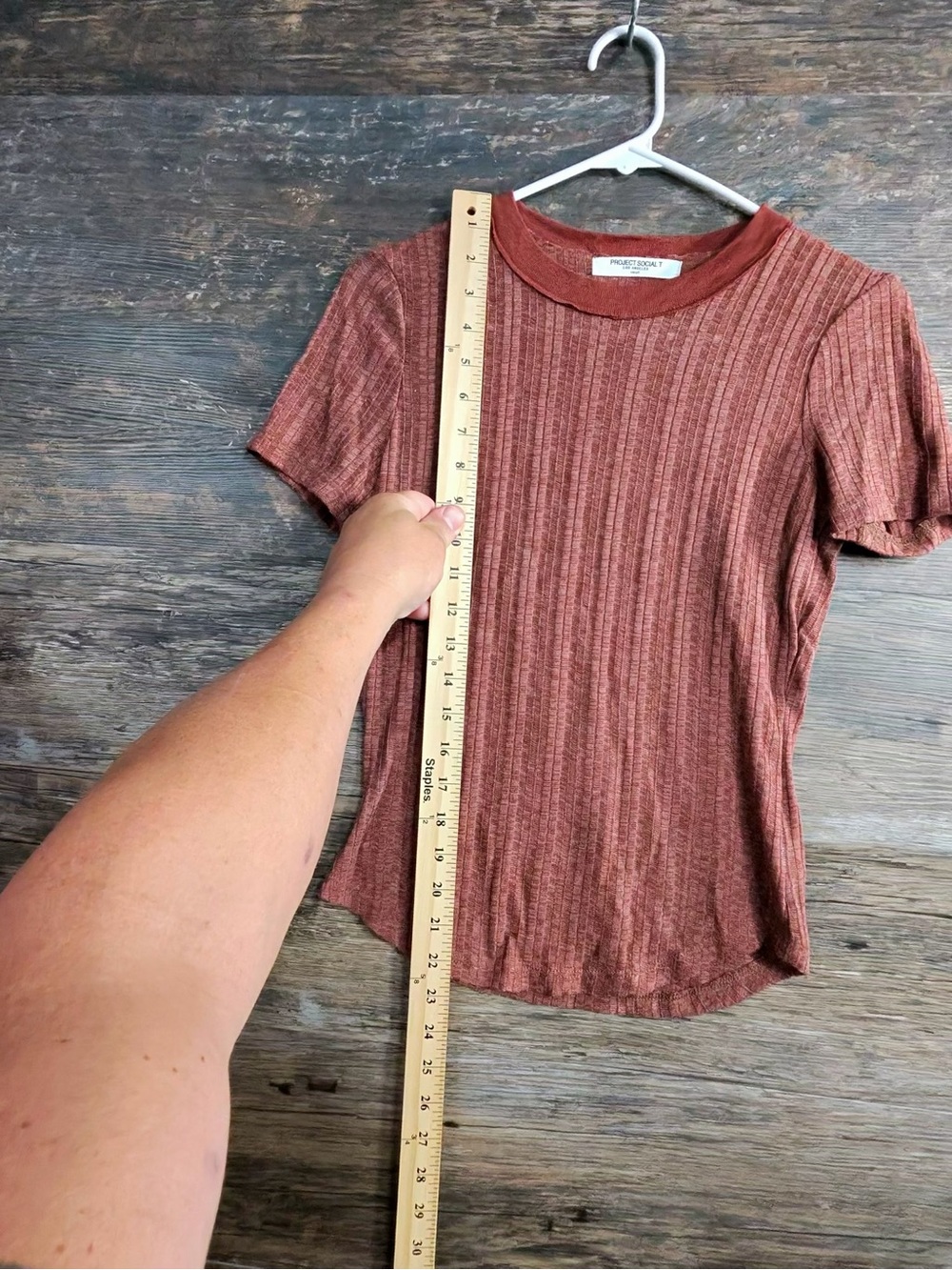 Project Social T Rust‎ Ribbed Short Sleeve Tee - Picture 7 of 7